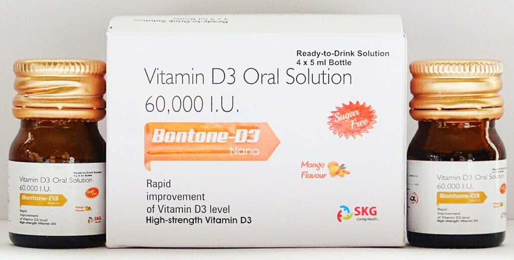 Vitamin D3 Oral Solution 60,000 I.U Nano Shots Manufacturer Supplier